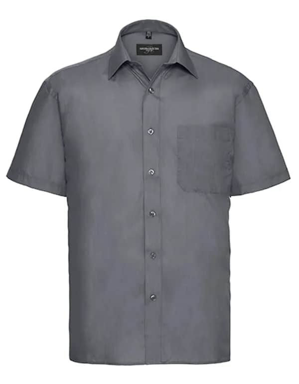 Mens Short Sleeve Classic Polycotton Poplin Shirt - Convoy Grey