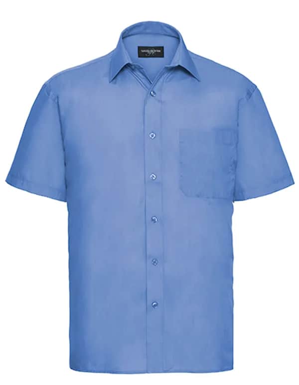 Mens Short Sleeve Classic Polycotton Poplin Shirt - Corporate Blue