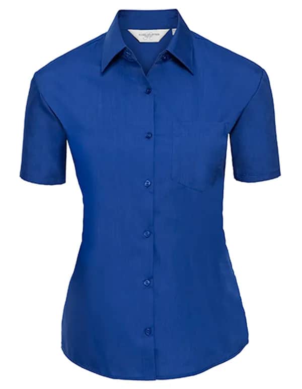 Ladies Short Sleeve Classic Polycotton Poplin Shirt - Bright Royal