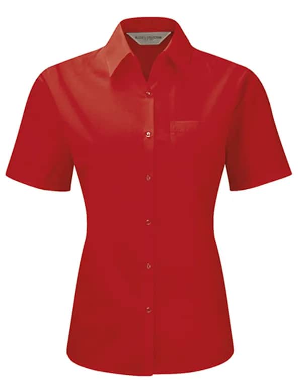 Ladies Short Sleeve Classic Polycotton Poplin Shirt - Classic Red