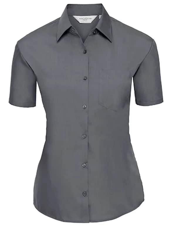 Ladies Short Sleeve Classic Polycotton Poplin Shirt - Convoy Grey