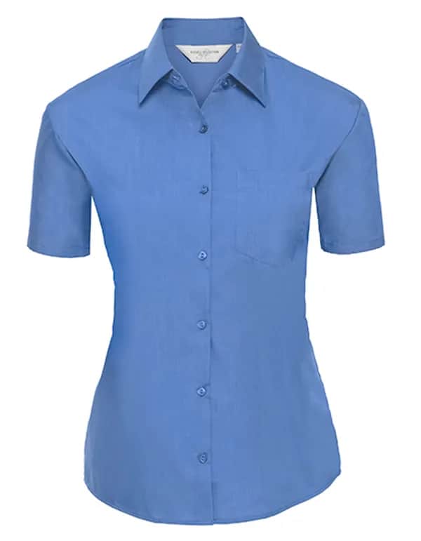 Ladies Short Sleeve Classic Polycotton Poplin Shirt - Corporate Blue