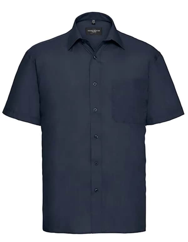 Mens Short Sleeve Classic Polycotton Poplin Shirt - French Navy