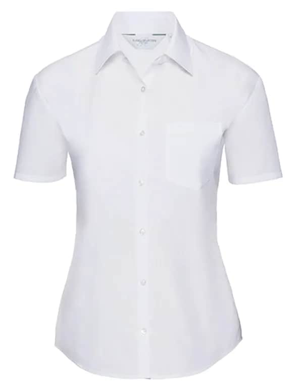 Ladies Short Sleeve Classic Polycotton Poplin Shirt - White
