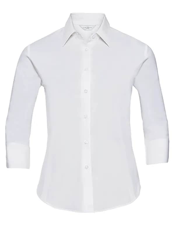 Ladies Long Sleeve Classic Pure Cotton Poplin Shirt - White