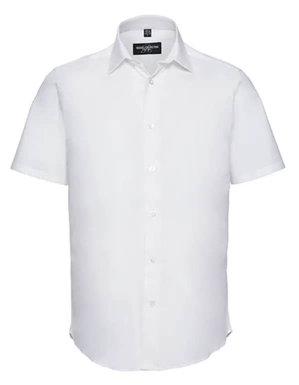 Mens Short Sleeve Fitted Stretch Shirt - White