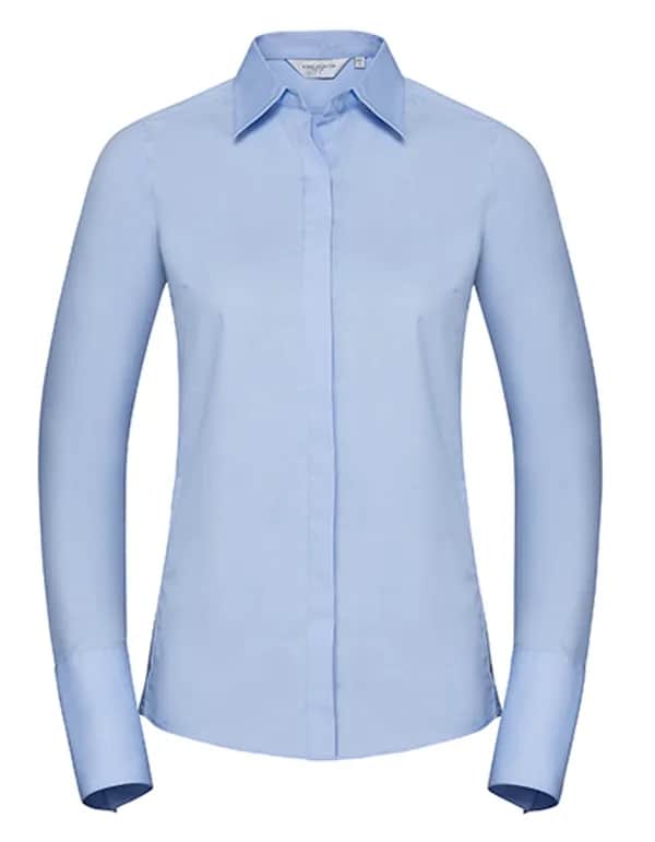 Ladies Long Sleeve Fitted Ultimate Stretch Shirt - Bright Sky