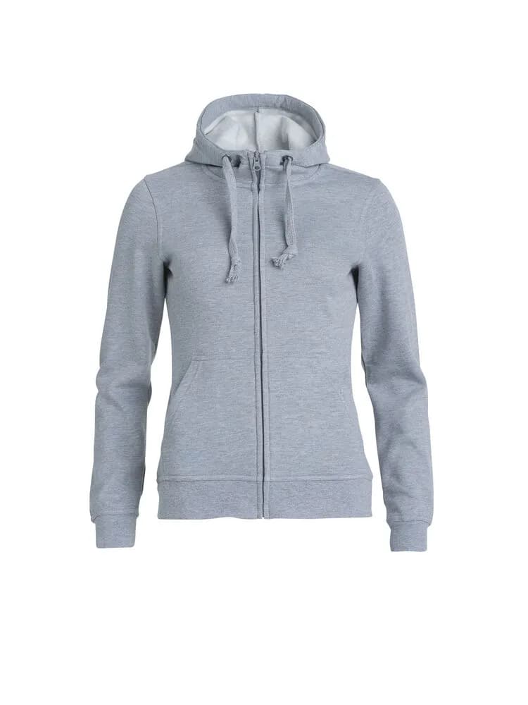 Basic Hoody Full Zip Women - Grey Melange