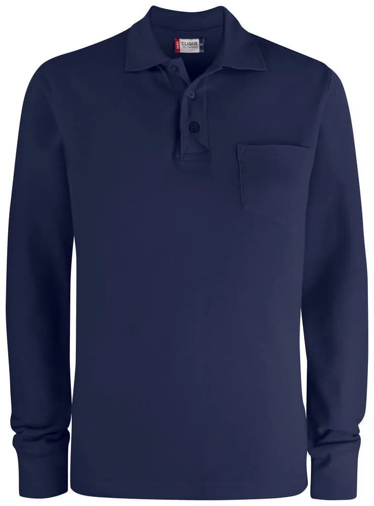 Basic Polo Pocket L/S - Dark Navy