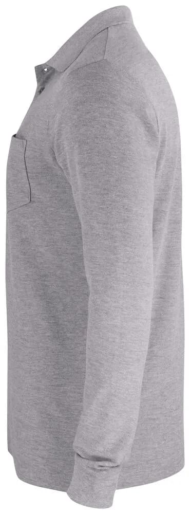 Basic Polo Pocket L/S - Grey Melange