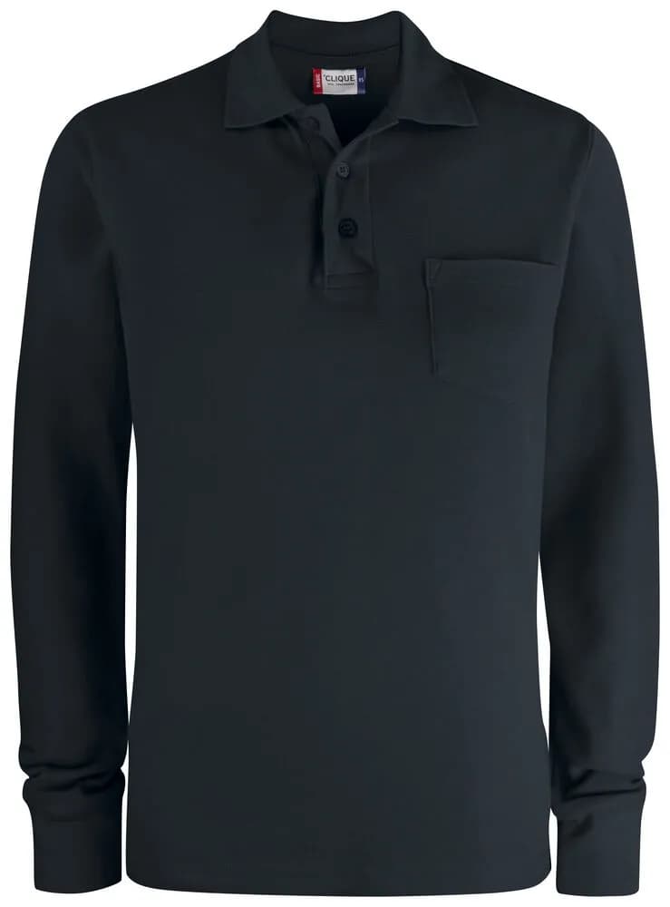 Basic Polo Pocket L/S - Black