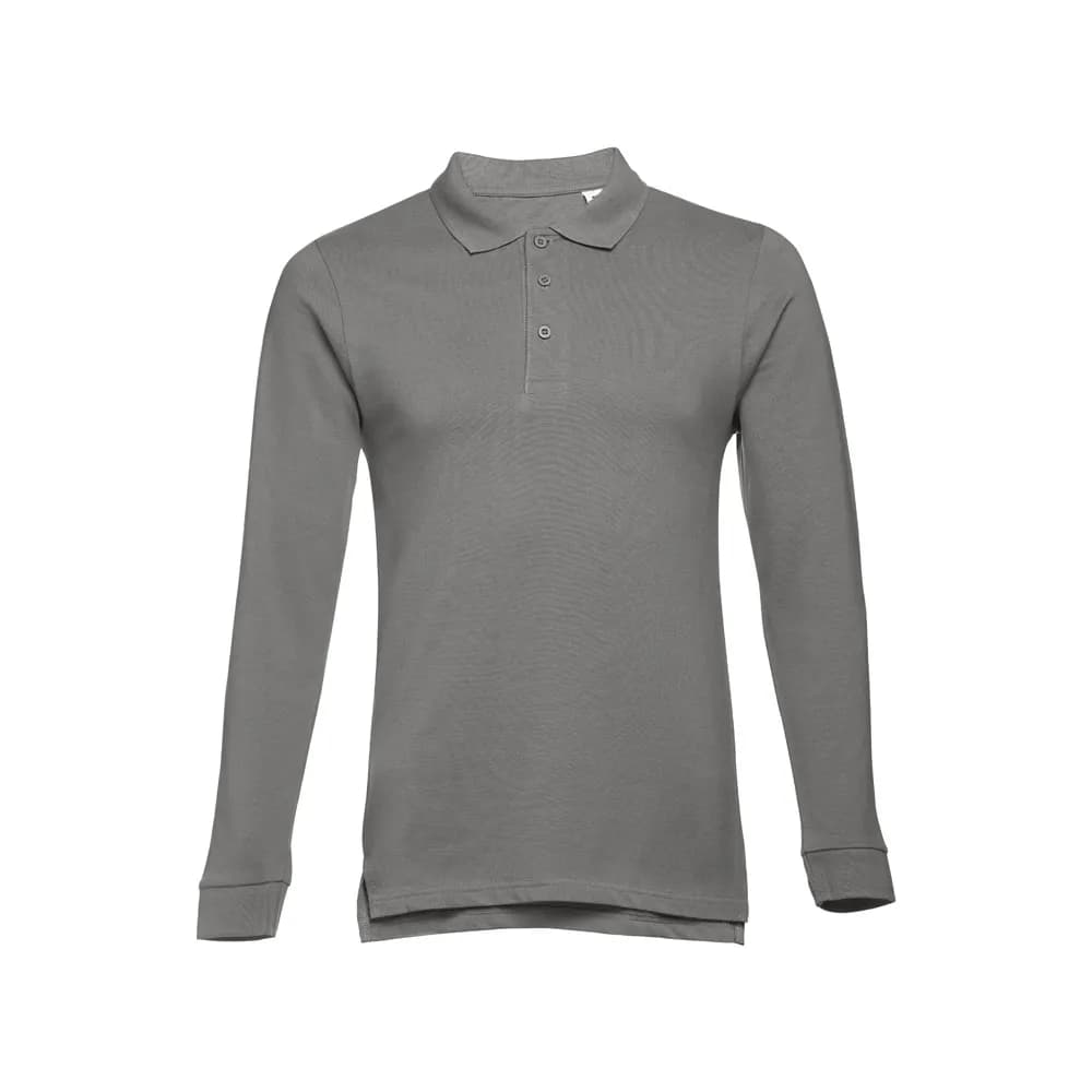 Langarm-Poloshirt für Herren aus kardierter Baumwolle - THC BERN II - Grau