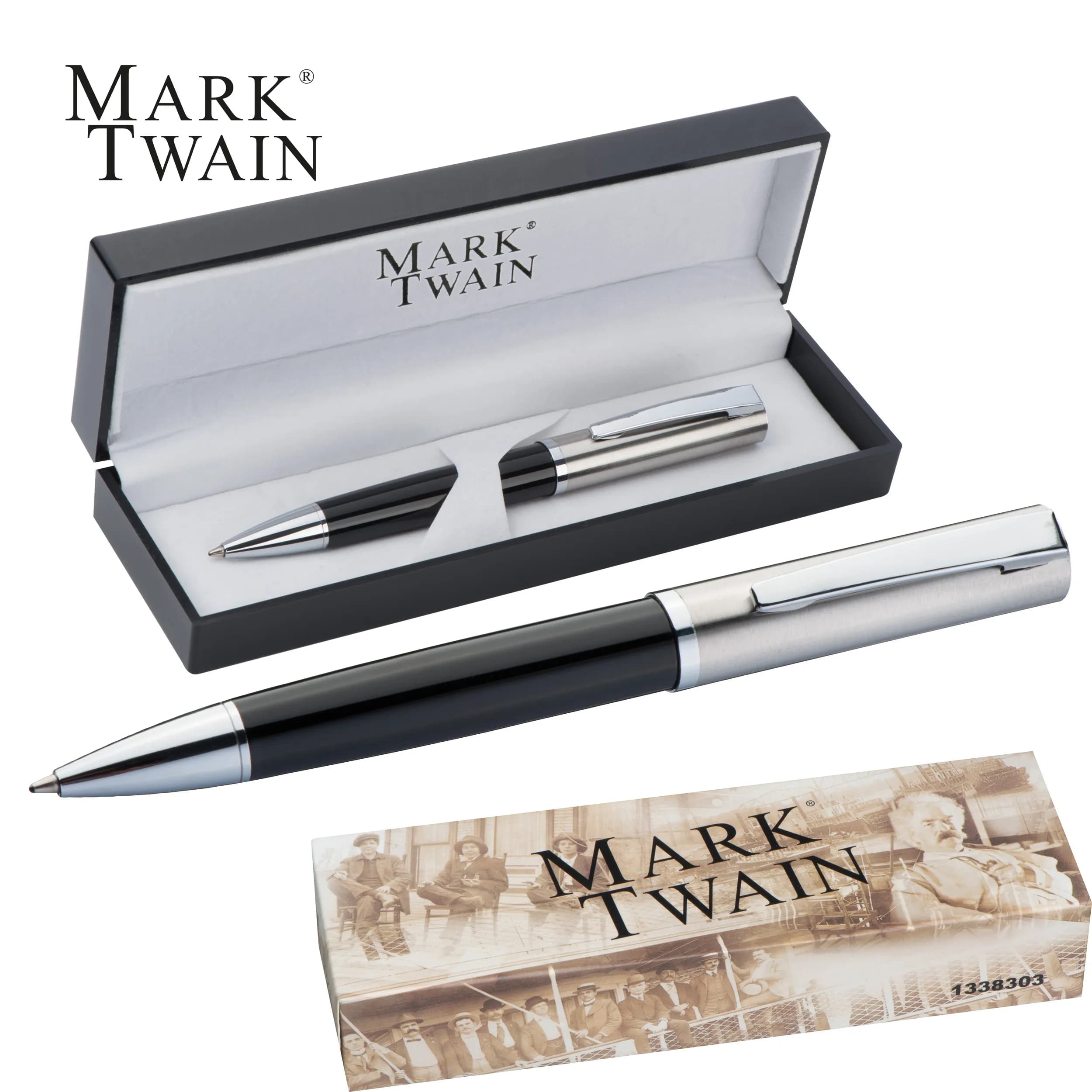 Mark Twain Kugelschreiber in Geschenkbox LORENZ - schwarz