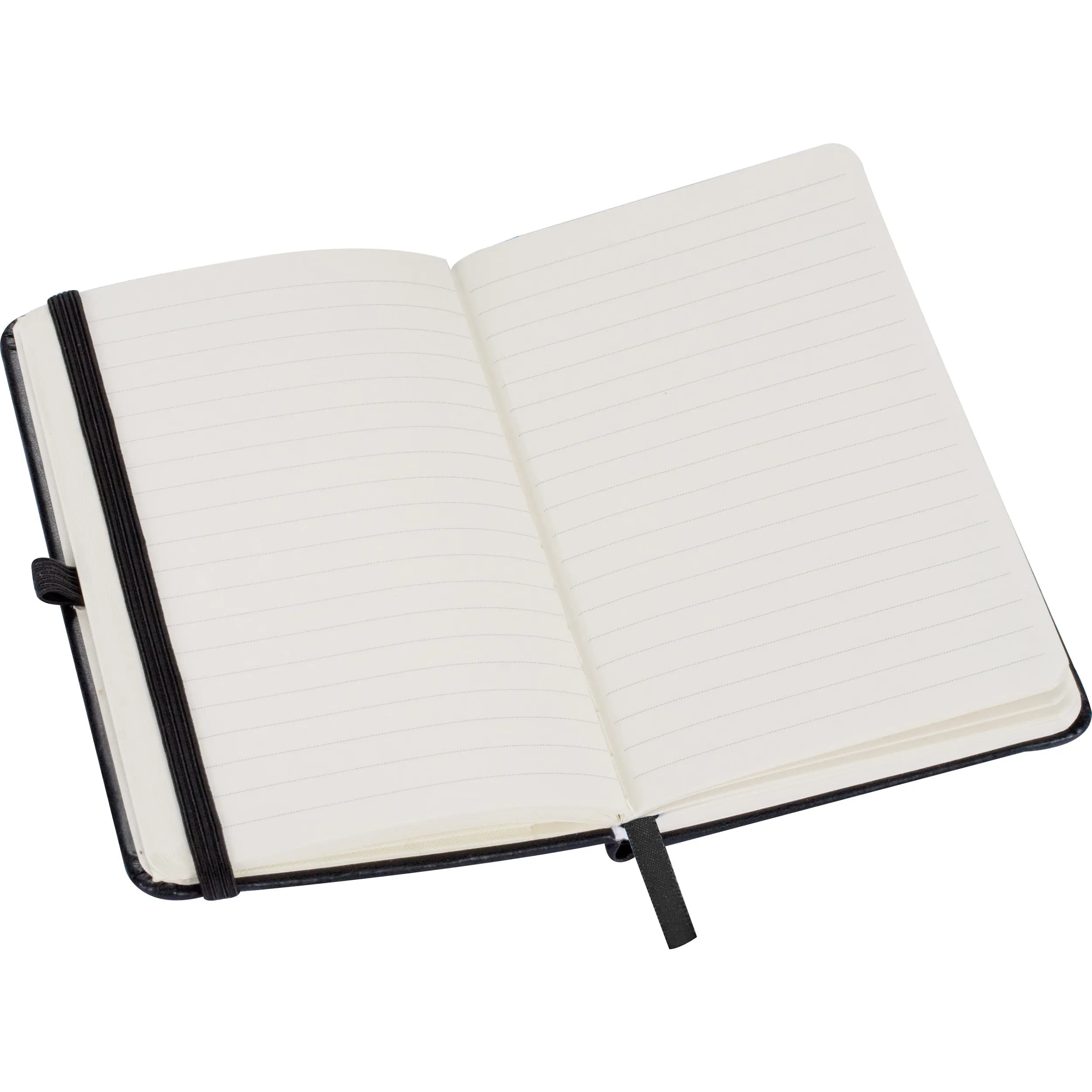 A6 Notizbuch mit Kunstledereinband ALEX - schwarz