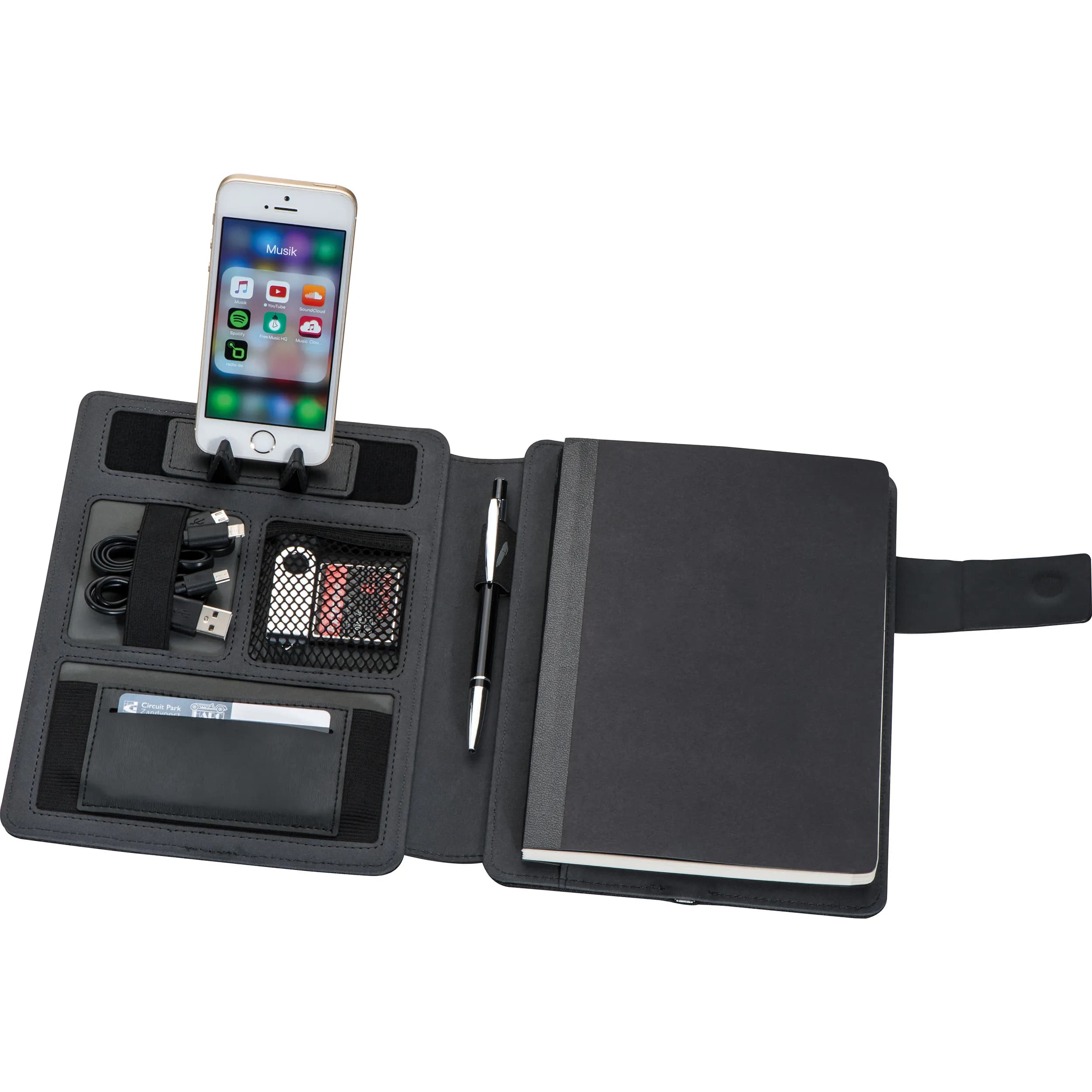 A5 Mappe mit integrierter Powerbank 4.000 mAh FABIOLA - schwarz