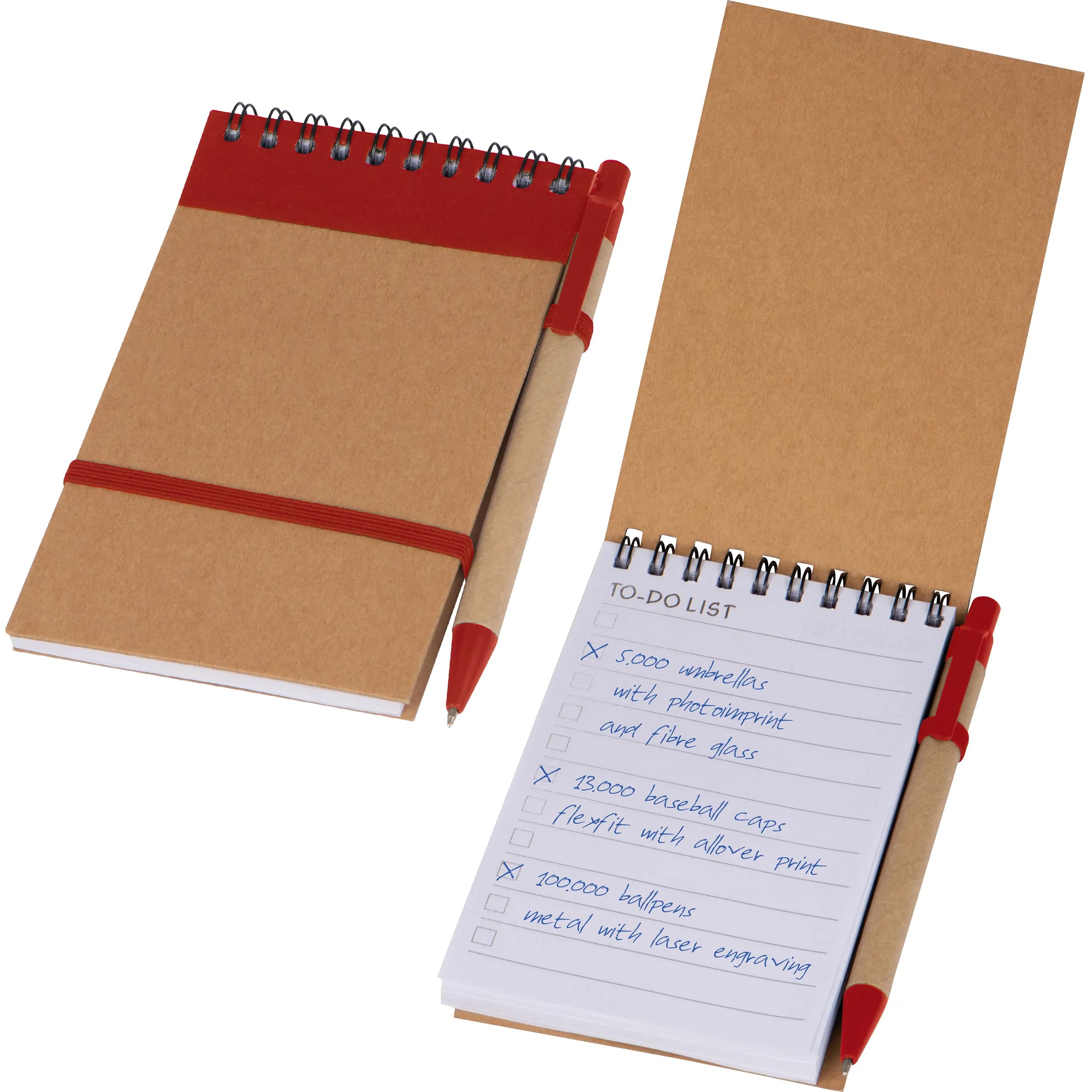 Ringbuch mit Kugelschreiber und To do Liste EUGENIO - rot