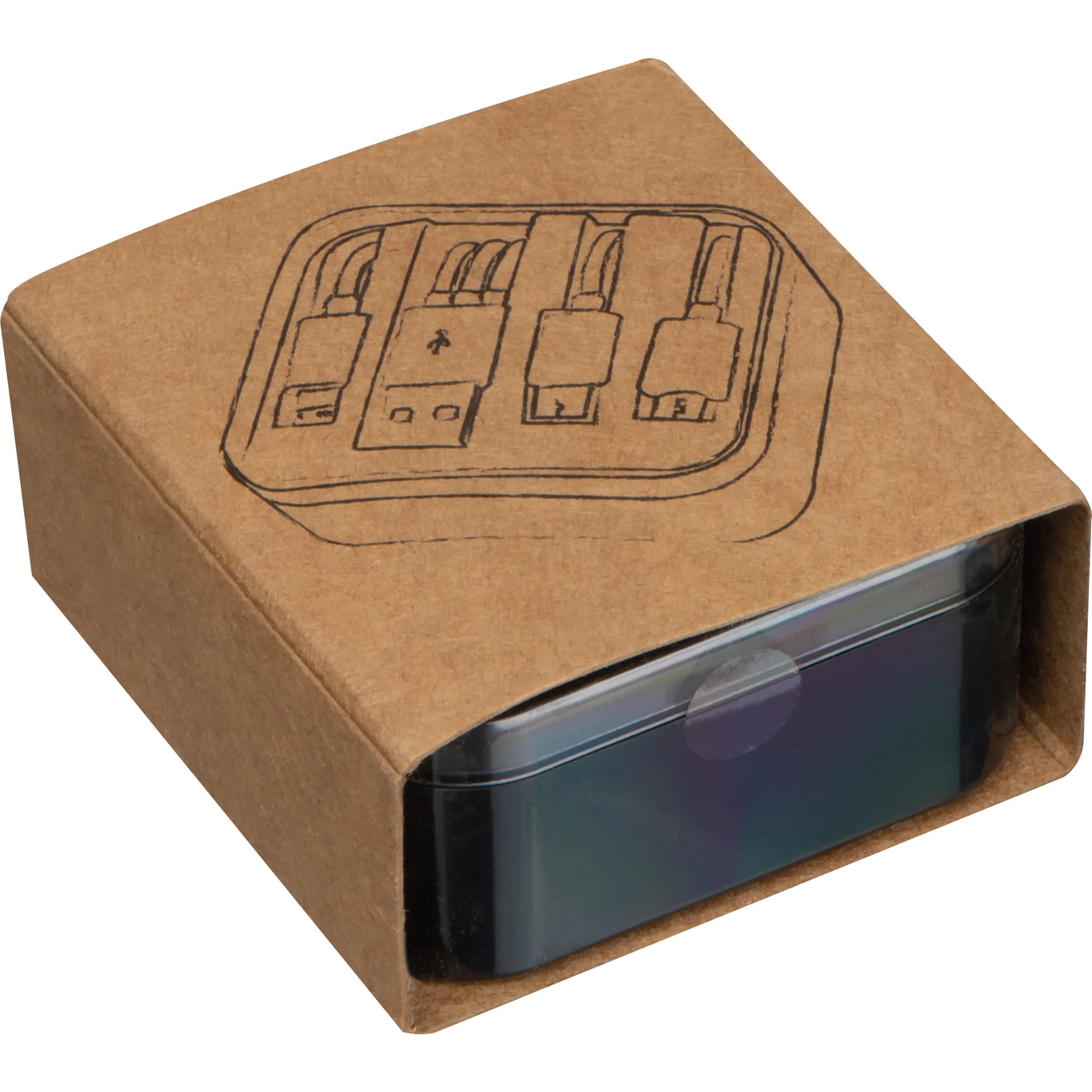 Kunststoffbox mit 3in1 USB Ladekabel BRITTANY - schwarz