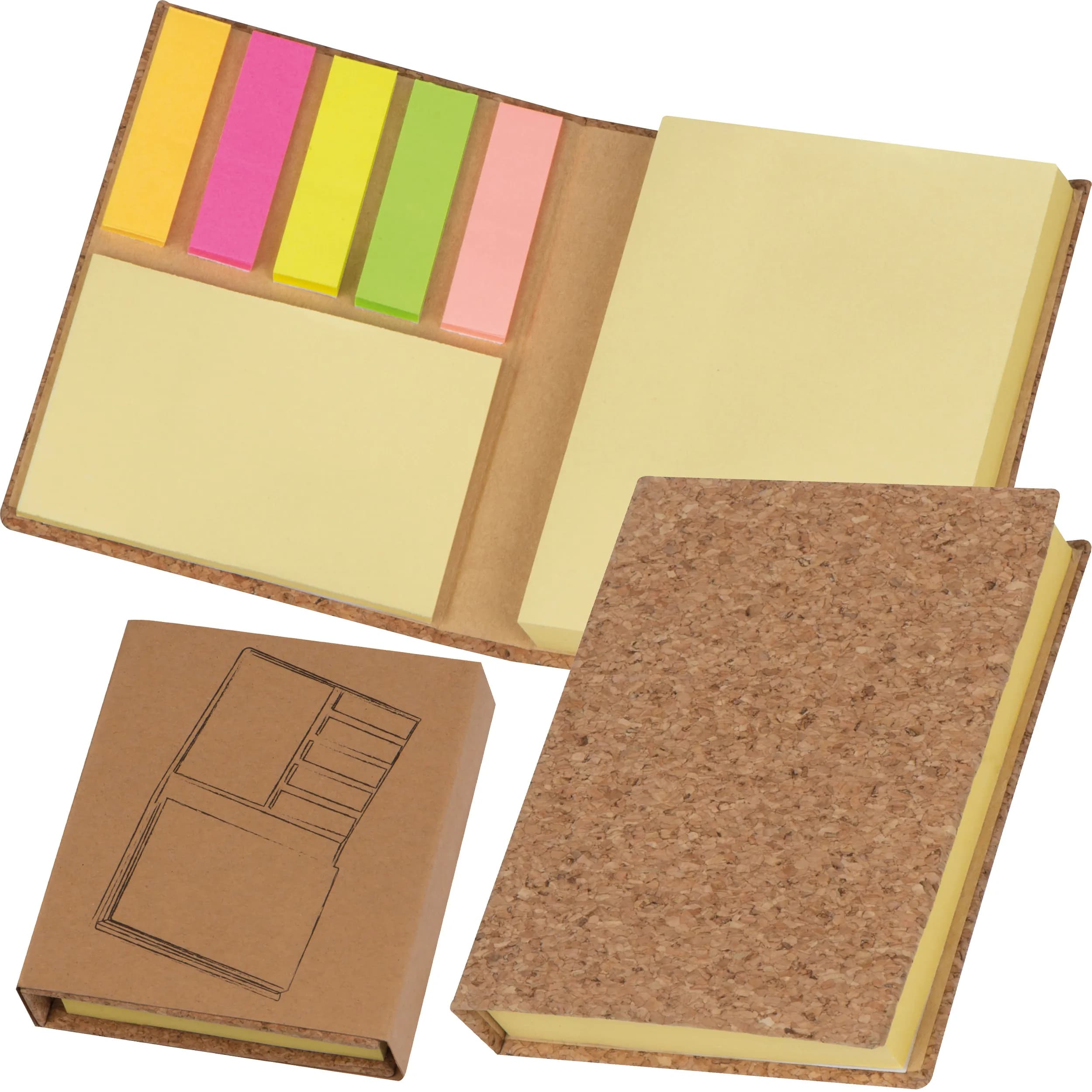 Haftmarker- und Haftnotizbuch mit Korkcover LORETTA - beige
