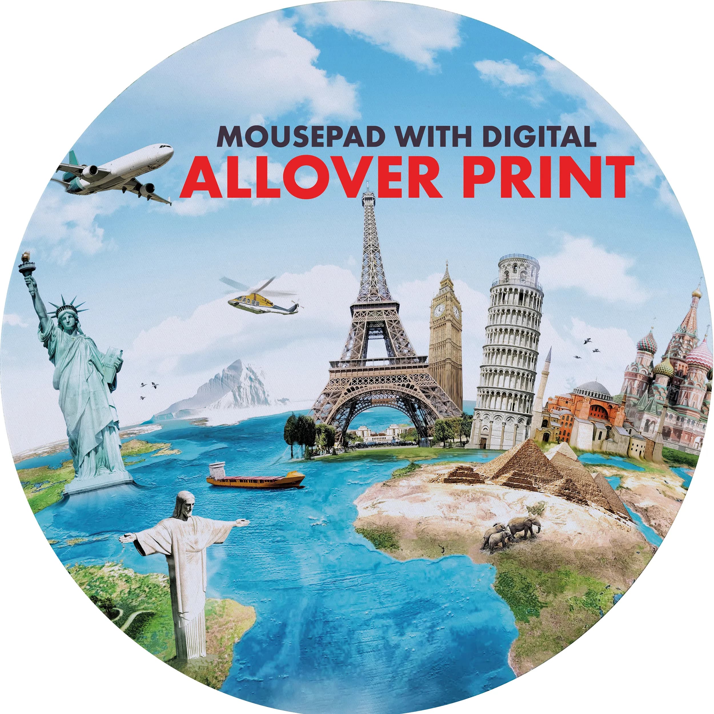 Rundes Mousepad GUILLERMO - weiss