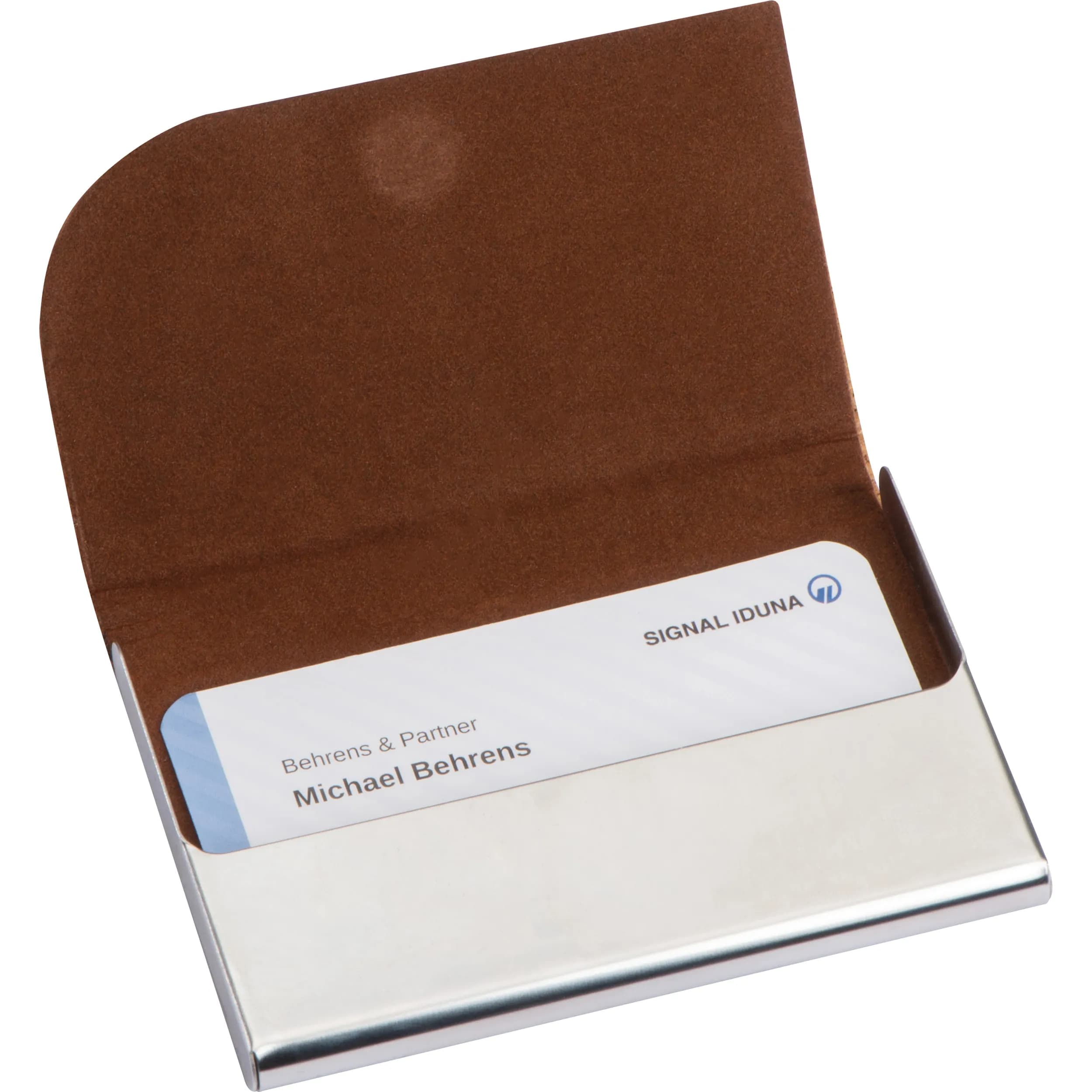 Visitenkarteneui aus Metall mit Korkdeckel ROBERTO - beige