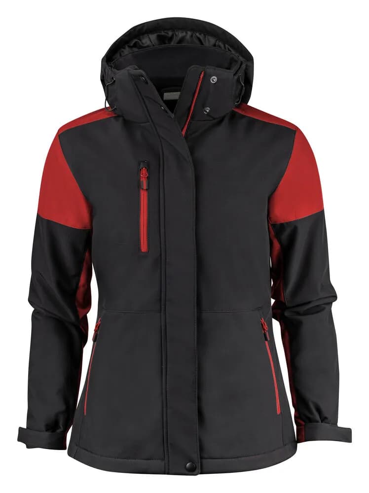 Prime Padded Softshell Jacke Damen - Schwarz/Rot