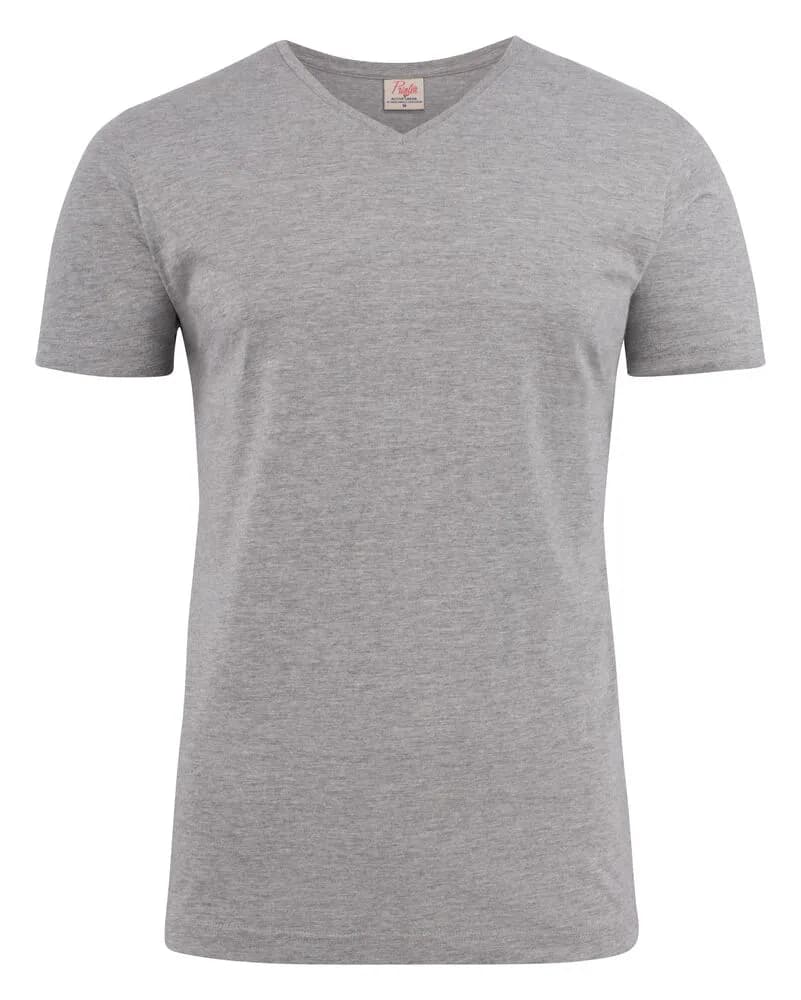 Heavy V-neck T-Shirt Herren - Grau Meliert