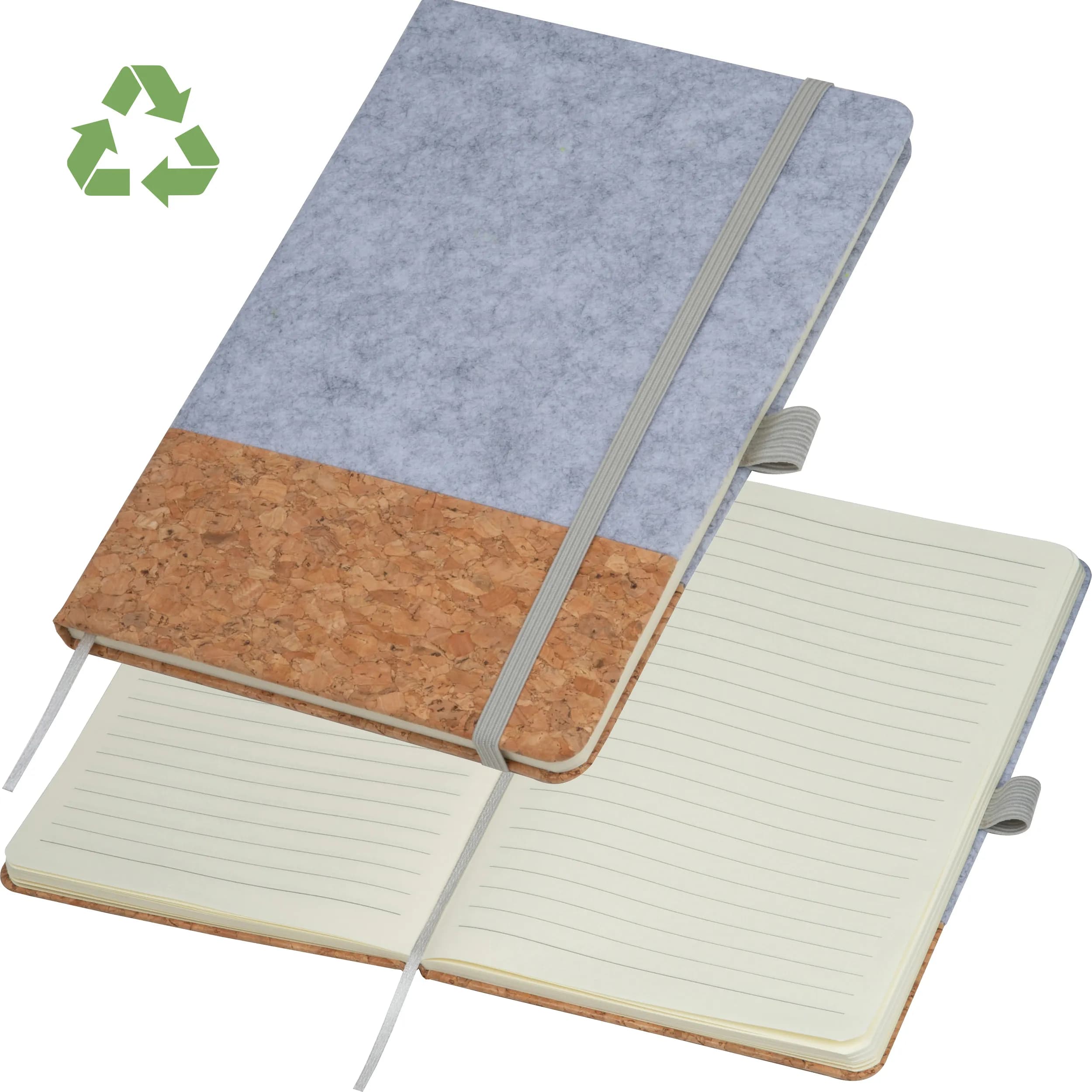 A5 Notizbuch mit Cover aus Kork und Filz TERESA - grau