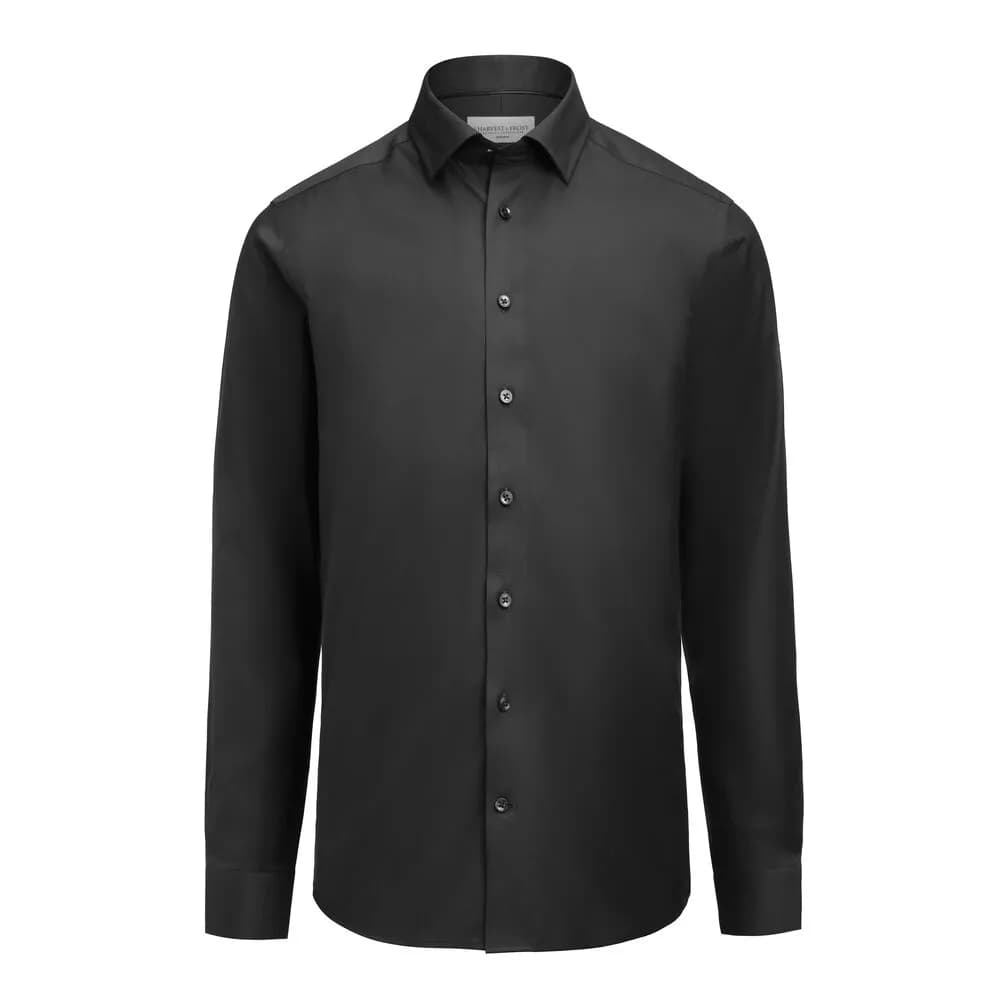 GB 02 Twill Stretch  Hemd Regular Fit Herren - Schwarz