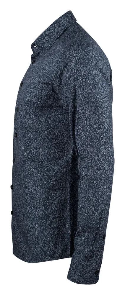 IB37 Poplin Hemd Slim Fit Herren - Marine Blumig