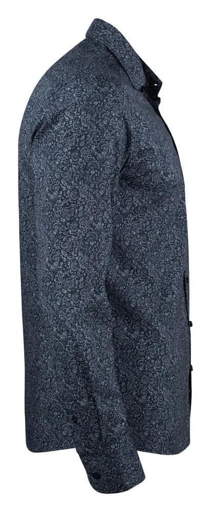 IB37 Poplin Hemd Slim Fit Herren - Marine Blumig