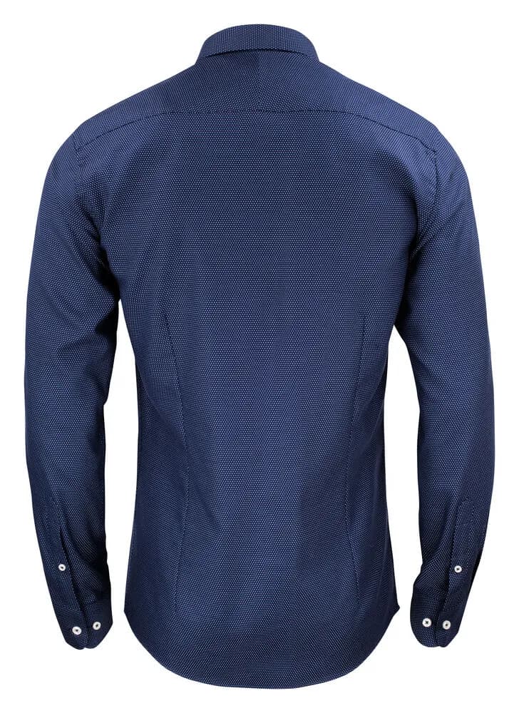 PB49 Jacquard Hemd Regular Fit Herren - Marine/Weiß Punkten