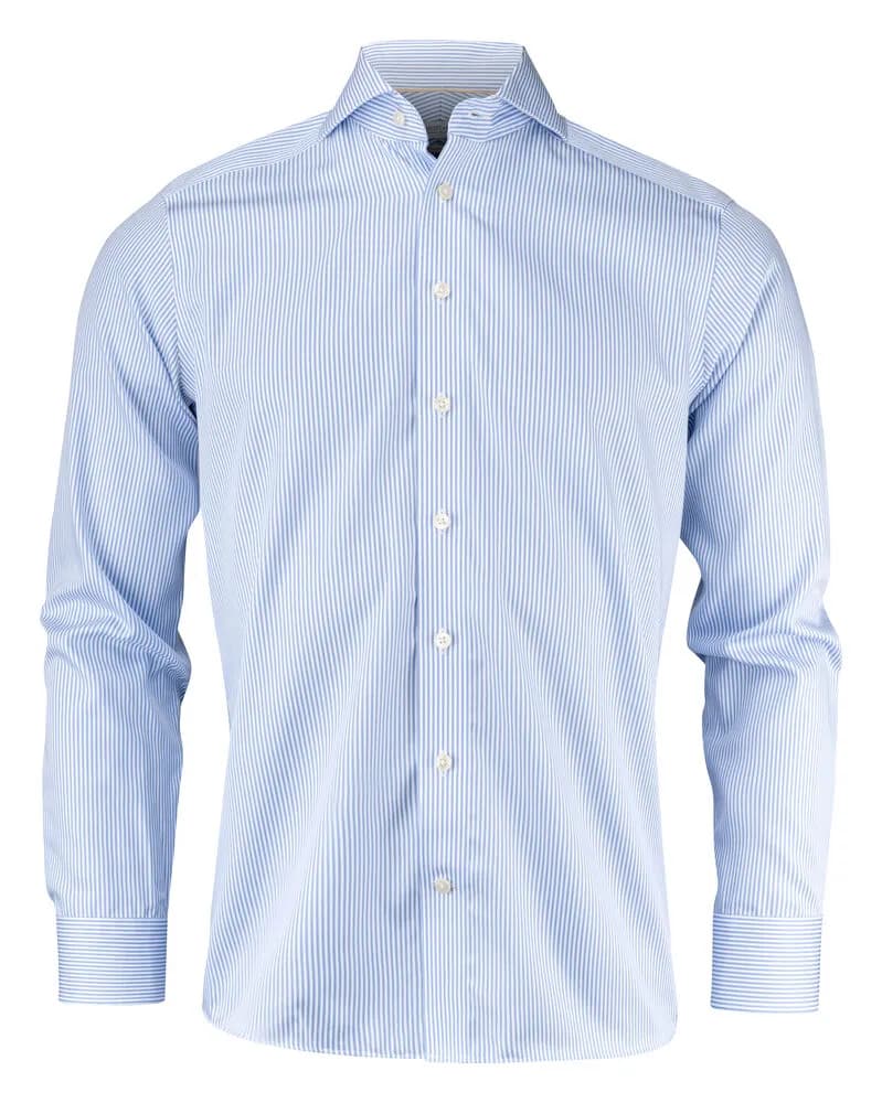 YB50 Twill Hemd Regular Fit Herren - Himmelblau/Gestreift