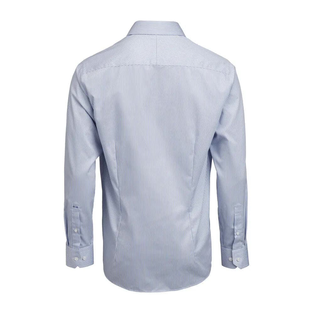 YB50 Twill Hemd Slim Fit Herren - Himmelblau/Gestreift