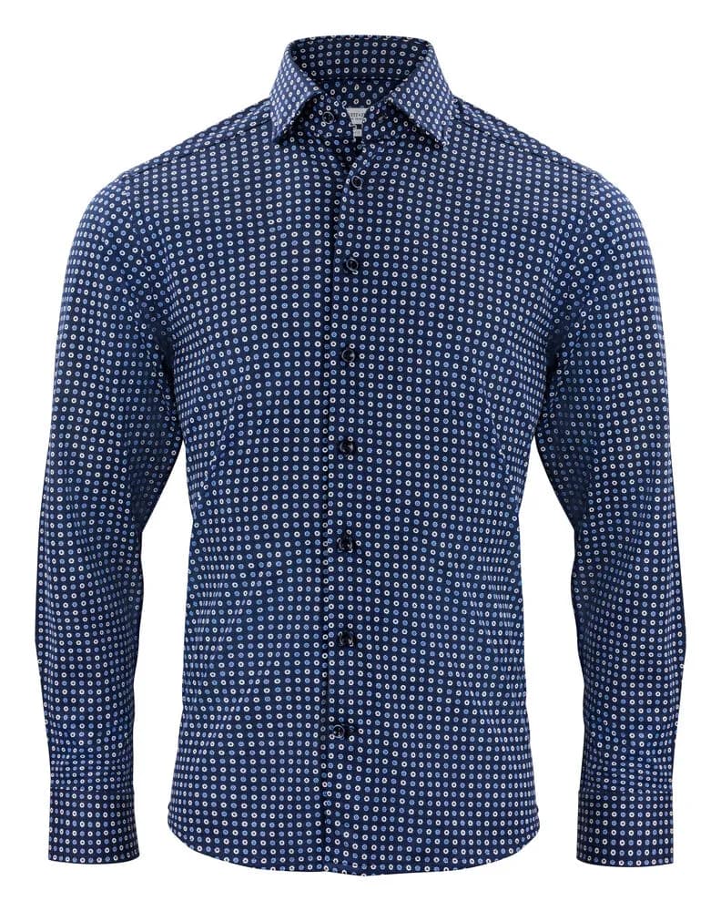 IB131 Pique Knit Hemd Regular Fit Herren - Blau Muster