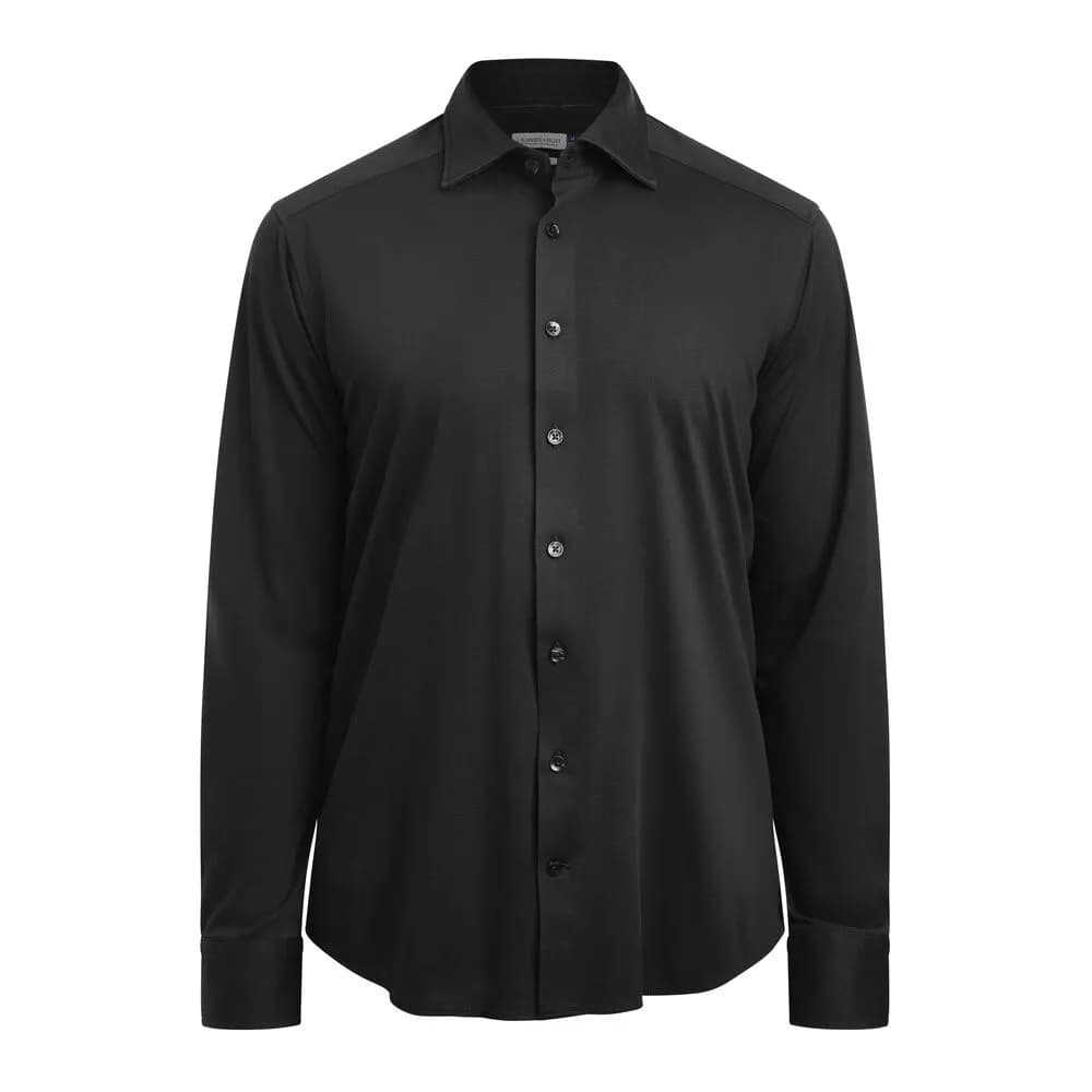 IB132 Interlock Knit Hemd Slim Fit Herren - Schwarz