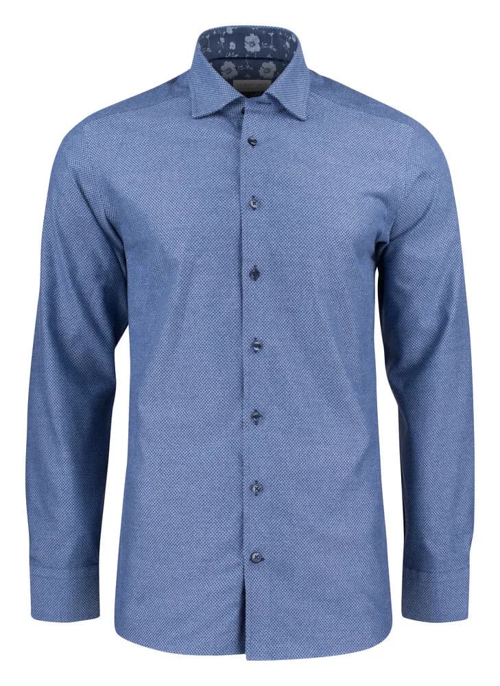 PB144 Brushed Jacquard Hemd Regular Fit Herren - Indigo