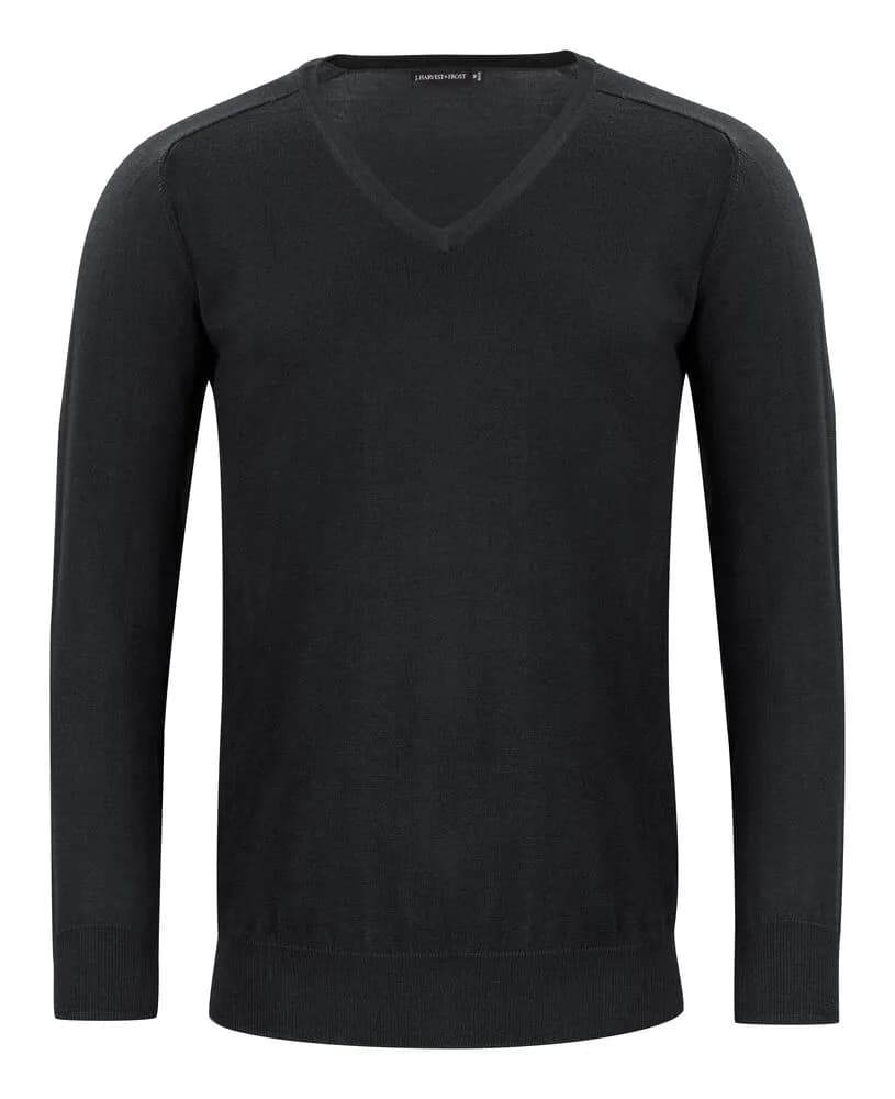 Merino V Strickpullover Herren - Schwarz