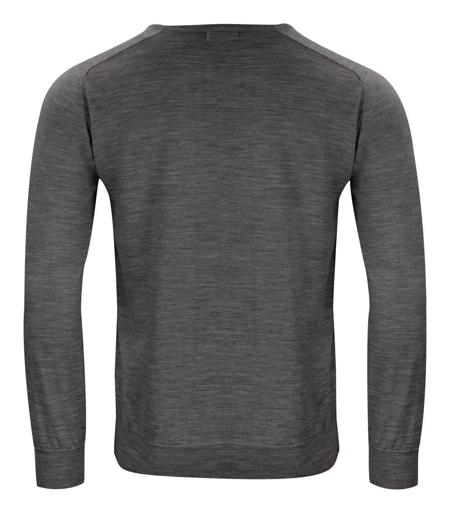 Merino V Strickpullover Herren - Grau Meliert
