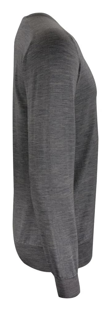 Merino V Strickpullover Herren - Grau Meliert
