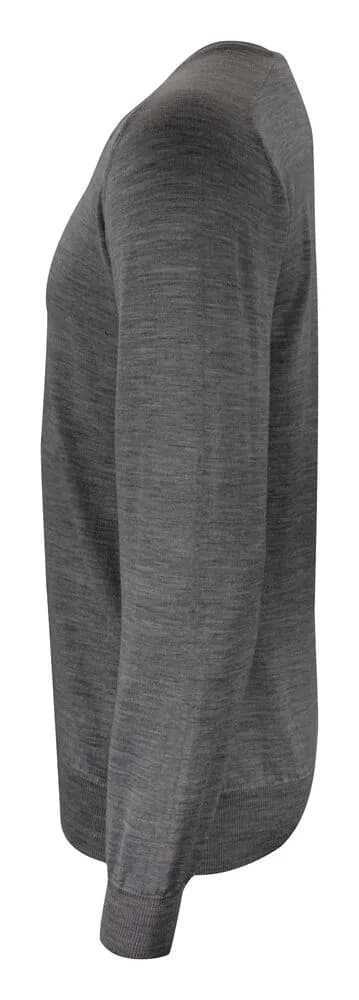 Merino V Strickpullover Herren - Grau Meliert
