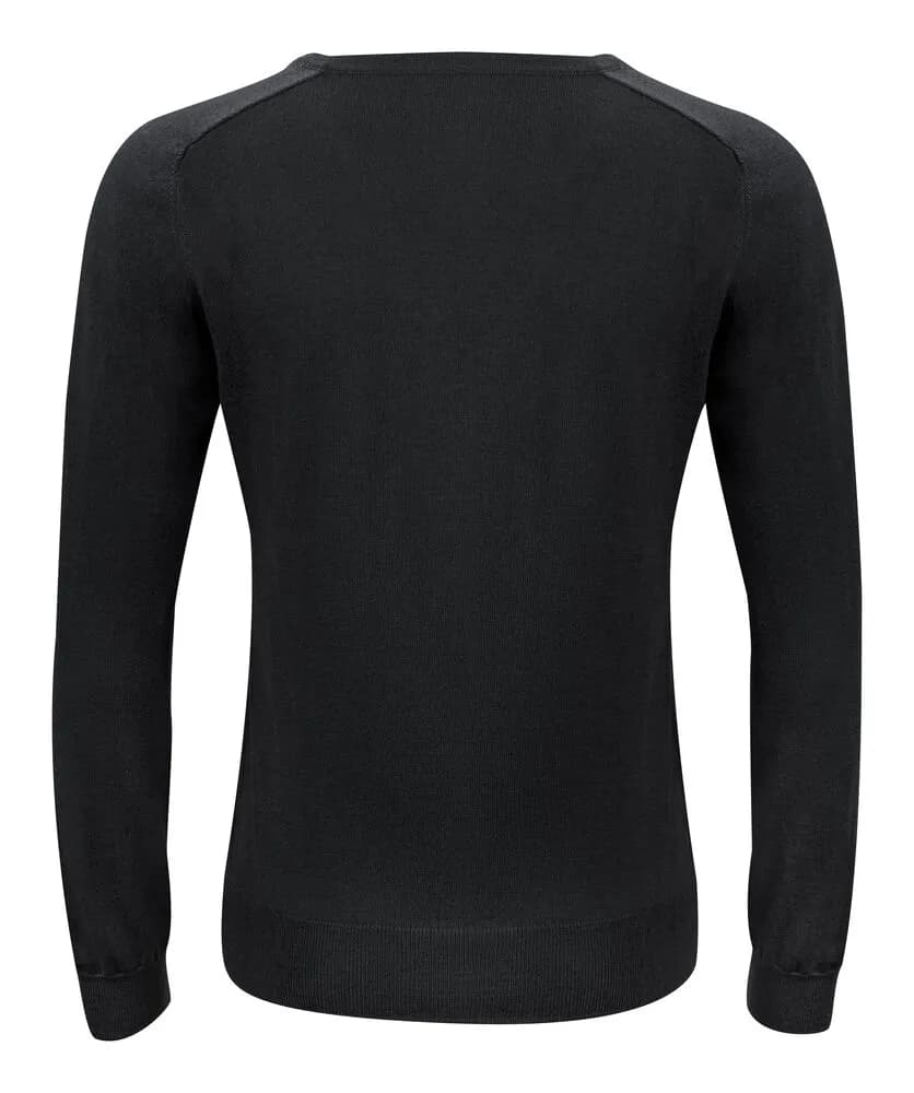 Merino V Strickpullover Damen - Schwarz