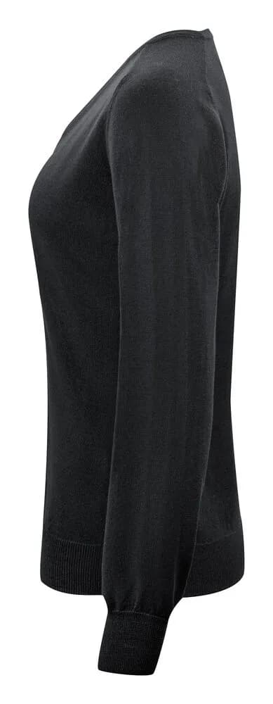 Merino V Strickpullover Damen - Schwarz