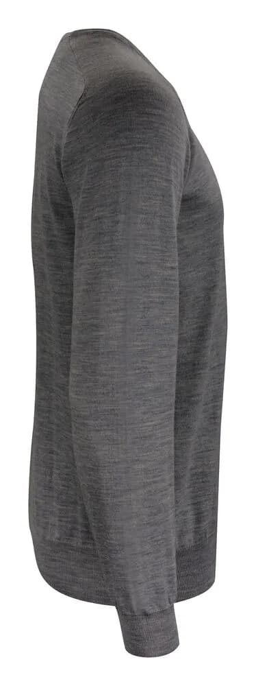 Merino U Strickpullover Herren - Grau Meliert