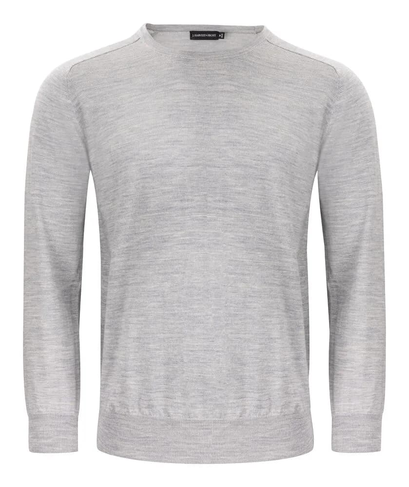 Merino U Strickpullover Herren - Hellgraues Meliert