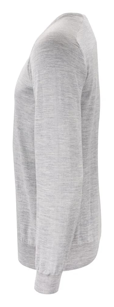 Merino U Strickpullover Herren - Hellgraues Meliert