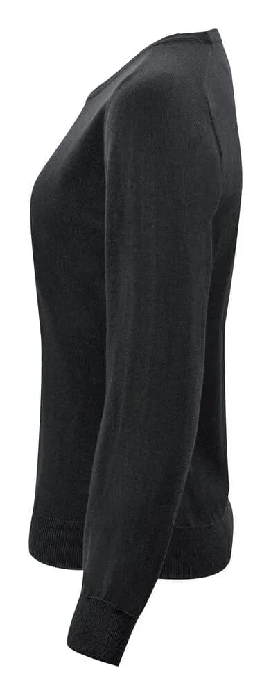 Merino U Strickpullover Damen - Schwarz