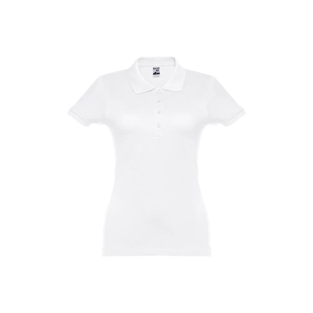 Kurzarm-Poloshirt mit Gürtel für Damen aus kardierter Baumwolle - THC EVE WH - Weiß