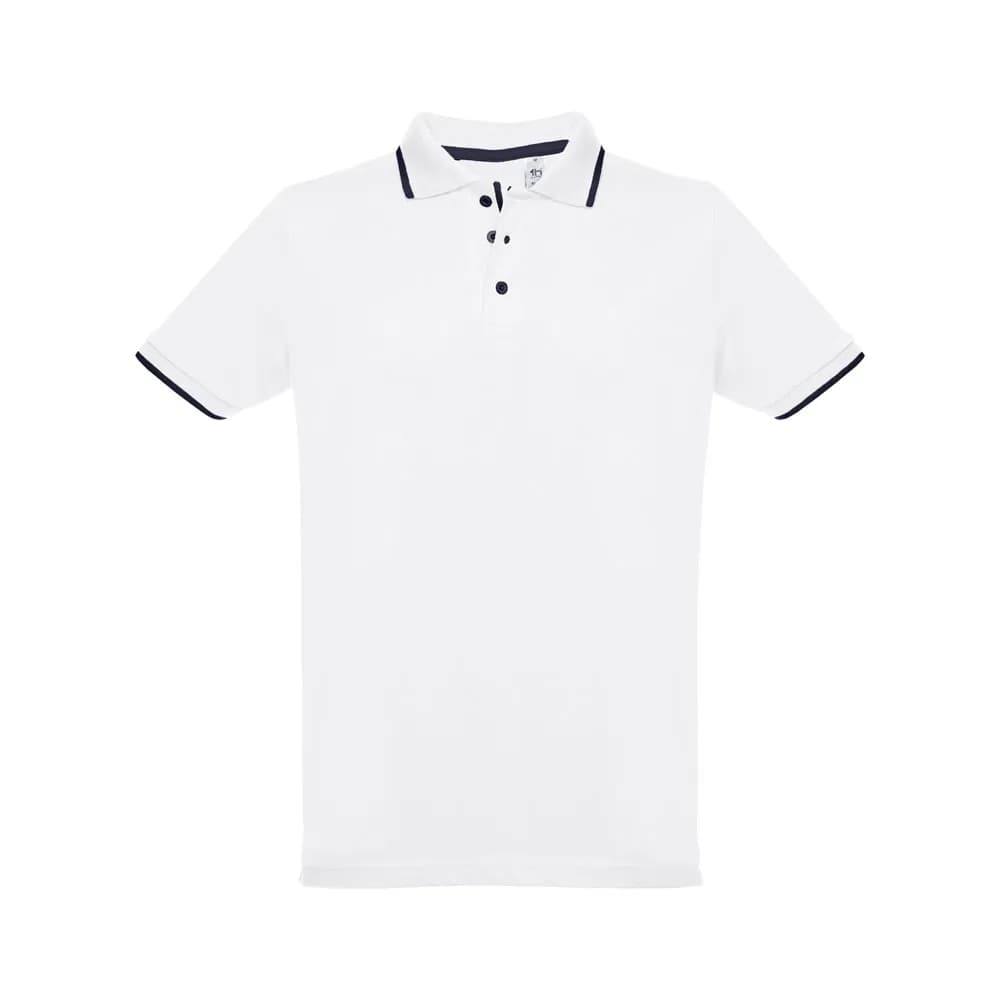 Zweifarbiges Baumwoll-Poloshirt für Männer. Weiße Farbe - THC ROME WH - Weiß