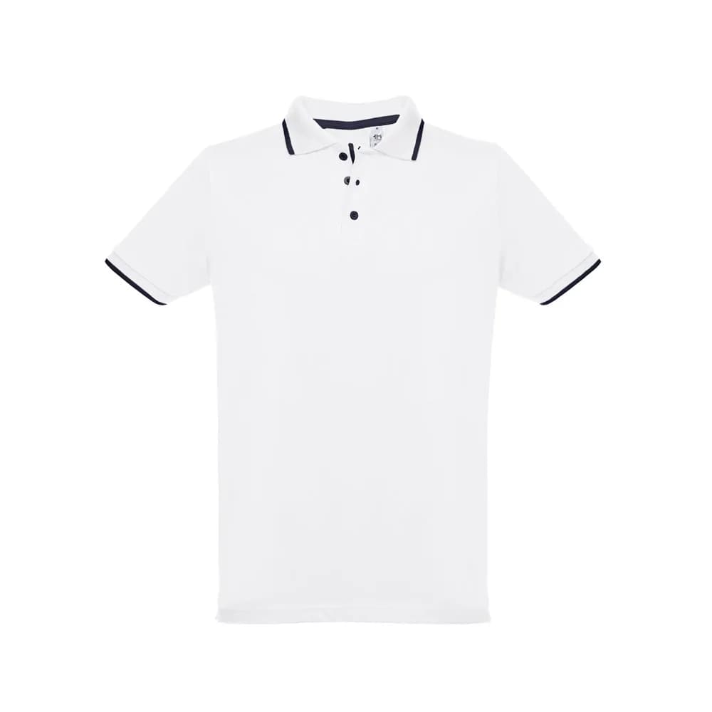 Zweifarbiges Baumwoll-Poloshirt für Männer. Weiße Farbe - THC ROME WH - Weiß