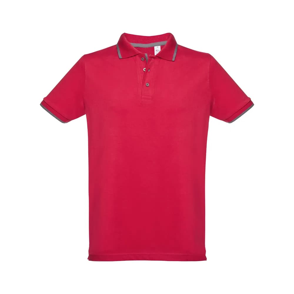 Zweifarbiges Baumwoll-Poloshirt für Herren - THC ROME - Rot